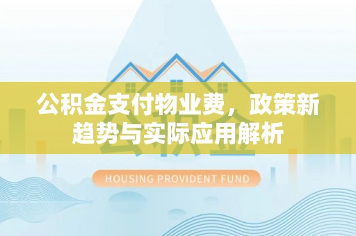 中站公积金支付物业费，政策新趋势与实际应用解析